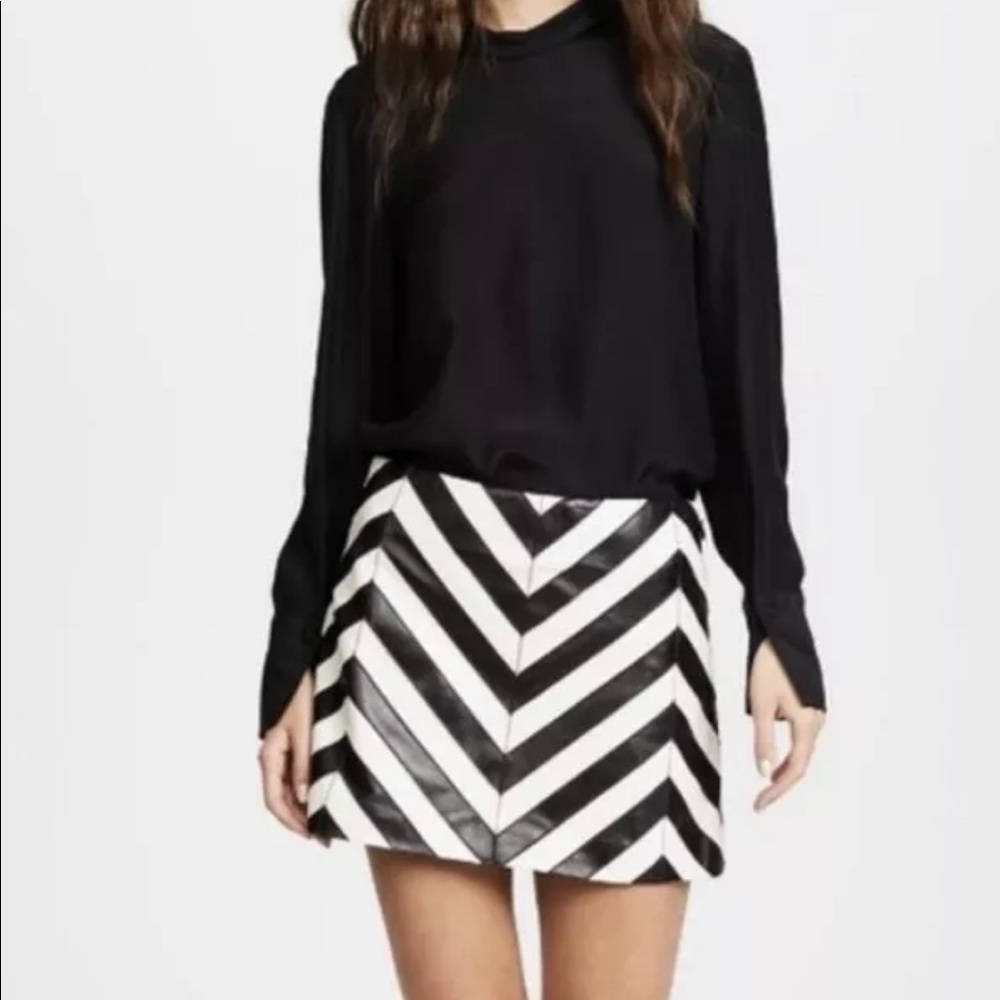 New Ramy Brook Chevron Kaitlynn leather mini skirt